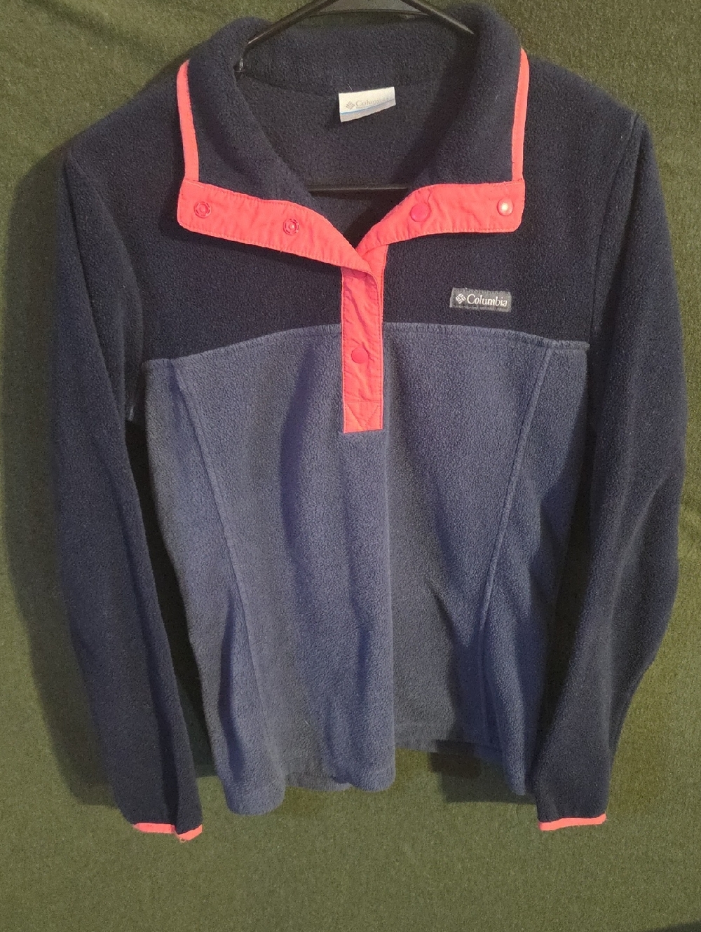 Columbia Navy and Pink Snap-Placket Fleece Pullover